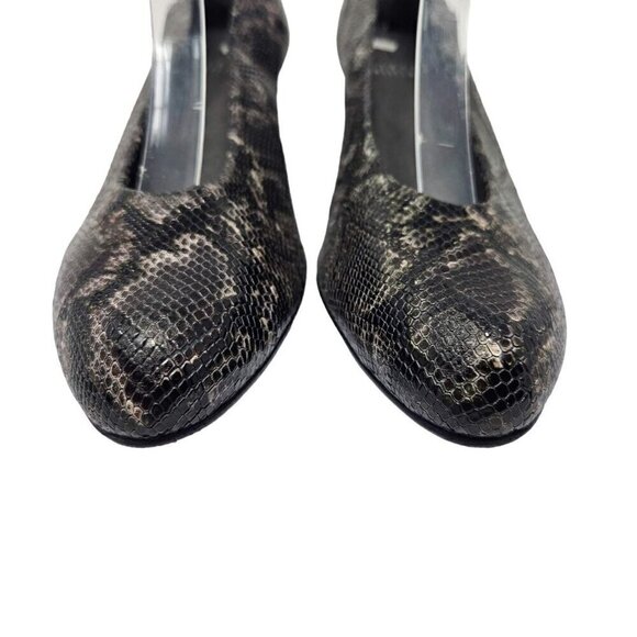 Stuart Weitzman Snakeskin Embossed Leather Pumps Heels Gray Women’s Size 7 Party - Picture 4 of 11